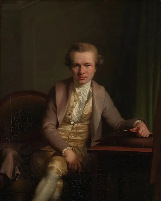 Framed Print : The Engraver Johann Friderich Clemens at his Work Table, 1776. Creator: Jens Juel Framed Print : The Engraver Johann Friderich Clemens at his Work Table, 1776. Creator: Jens Juel