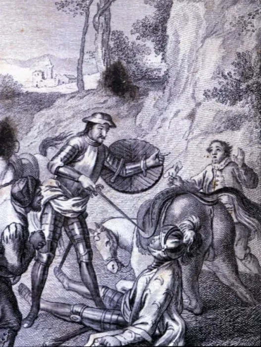 Framed Print : Engraving in an episode of Don Quixote, in El Ingenioso Hidalgo Don Quijote de la Mancha Framed Print : Engraving in an episode of Don Quixote, in El Ingenioso Hidalgo Don Quijote de la Mancha