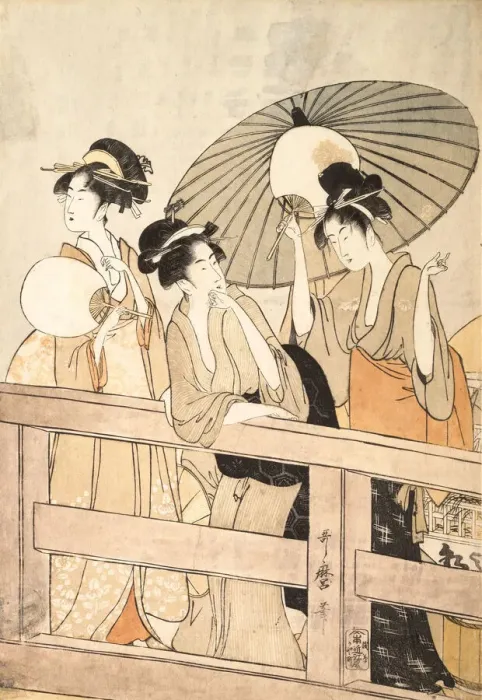 Framed Print : Enjoying the Cool Evening Breeze on and under the Bridge, ca. 1800 Framed Print : Enjoying the Cool Evening Breeze on and under the Bridge, ca. 1800