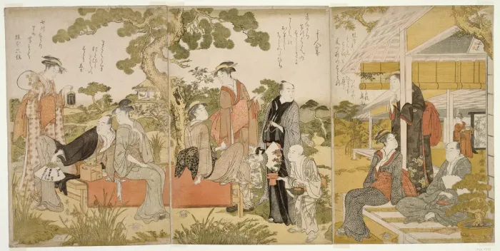 Framed Print : Enjoying the Cool in a Garden, Japan, c. 1788 / 90. Creator: Kitagawa Utamaro Framed Print : Enjoying the Cool in a Garden, Japan, c. 1788 / 90. Creator: Kitagawa Utamaro