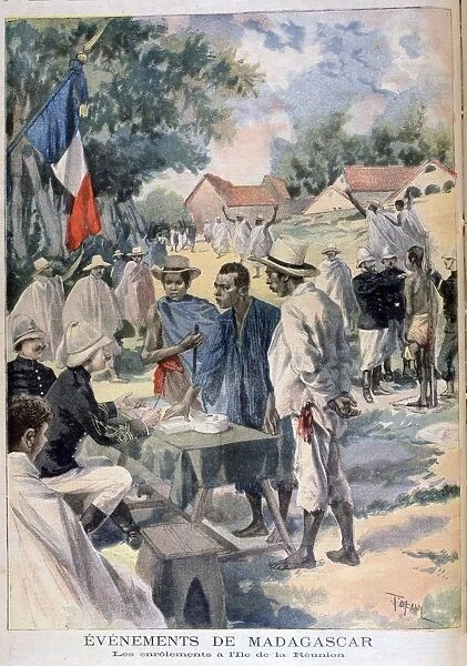 Enlisting Natives on the Island of La Reunion, 1895. Artist: Oswaldo Tofani