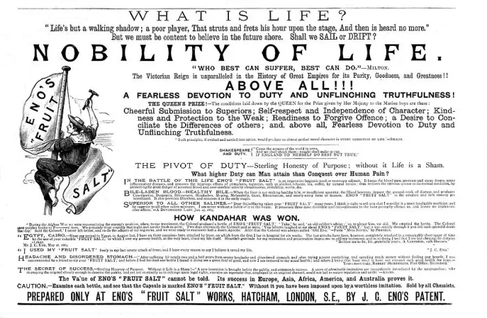 Framed Print : Eno's Fruit Salt, Nobility of Life, 1891. Creator: Unknown Framed Print : Eno's Fruit Salt, Nobility of Life, 1891. Creator: Unknown