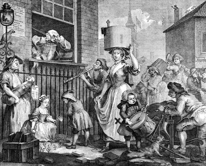 Framed Print : The Enraged Musician, 1741. Artist: William Hogarth Framed Print : The Enraged Musician, 1741. Artist: William Hogarth