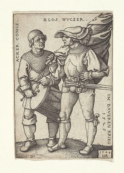 Ensign and drummer in the Peasants' War of 1525, 1544. Creator: Beham, Hans Sebald (1500-1550)