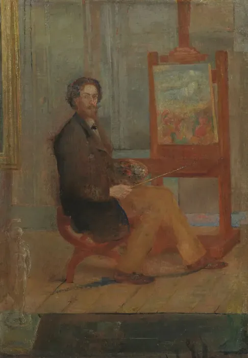 Framed Print : Ensor at his Easel, 1886?. Creator: James Ensor Framed Print : Ensor at his Easel, 1886?. Creator: James Ensor
