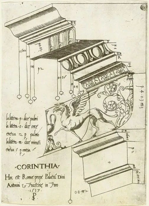 Framed Print : Entablature from the Temple of Antoninus and Faustina, Rome, 1537. Creator: Master PS Framed Print : Entablature from the Temple of Antoninus and Faustina, Rome, 1537. Creator: Master PS