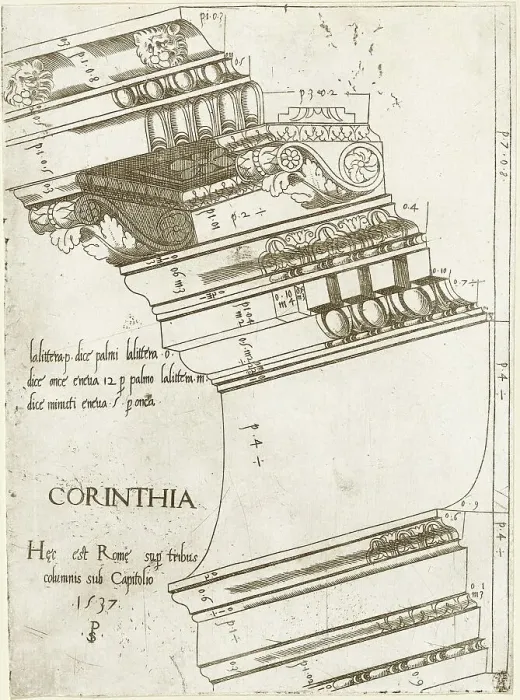 Framed Print : Entablature from the Temple of Vespasian, Rome, 1537. Creator: Master PS Framed Print : Entablature from the Temple of Vespasian, Rome, 1537. Creator: Master PS