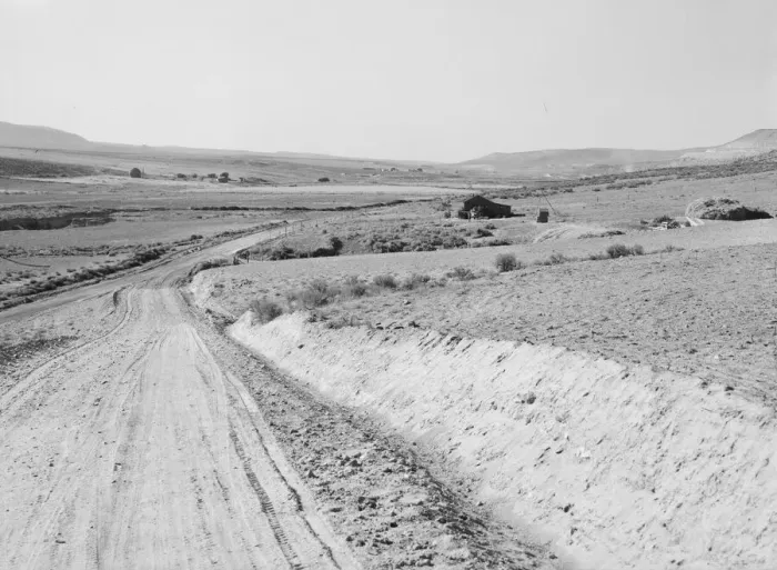 Framed Print : Entering Cow Hollow region in which practically all are FSA borrowers, Malheur County, Oregon, 1939. Creator: Dorothea Lange Framed Print : Entering Cow Hollow region in which practically all are FSA borrowers, Malheur County, Oregon, 1939. Creator: Dorothea Lange