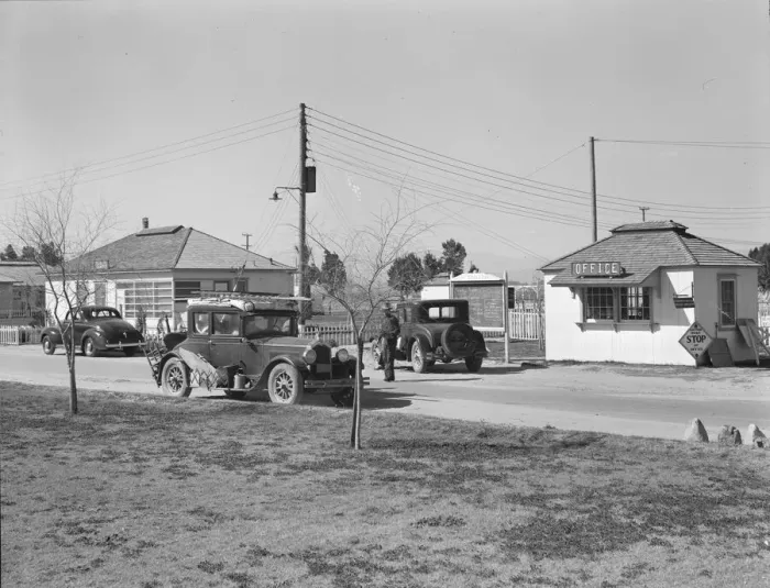 Framed Print : Entering FSA camp for migratory laborers at Indio, Coachella Valley, CA, 1939. Creator: Dorothea Lange Framed Print : Entering FSA camp for migratory laborers at Indio, Coachella Valley, CA, 1939. Creator: Dorothea Lange