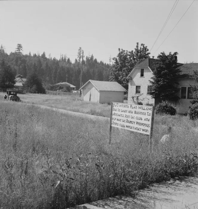 Framed Print : Entering main street from the north, Tenino, Thurston County, Western Washington, 1939. Creator: Dorothea Lange Framed Print : Entering main street from the north, Tenino, Thurston County, Western Washington, 1939. Creator: Dorothea Lange