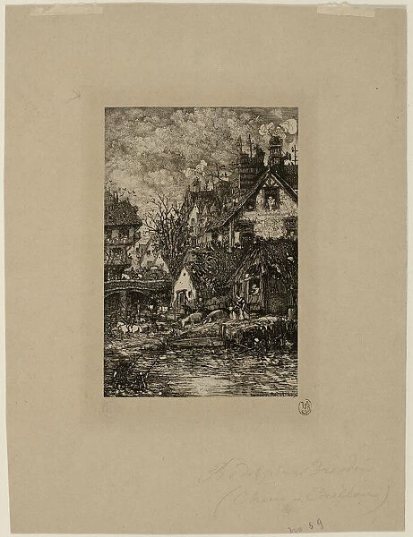 Entering a Village, from Revue Fantaisiste, 1861. Creator: Rodolphe Bresdin