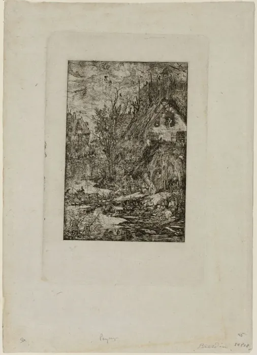 Framed Print : Entering a Village, from Revue Fantaisiste, 1861. Creator: Rodolphe Bresdin Framed Print : Entering a Village, from Revue Fantaisiste, 1861. Creator: Rodolphe Bresdin
