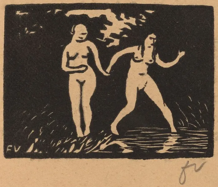 Framed Print : Entering the Water (L entree dans l eau), 1893. Creator: Felix Vallotton Framed Print : Entering the Water (L entree dans l eau), 1893. Creator: Felix Vallotton