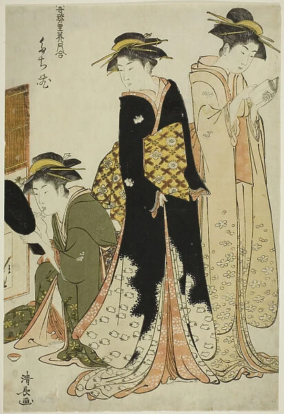 Entertainers of the Tachibana, from the series 'A Collection of Contemporary Beauties of... c.1784. Creator: Torii Kiyonaga