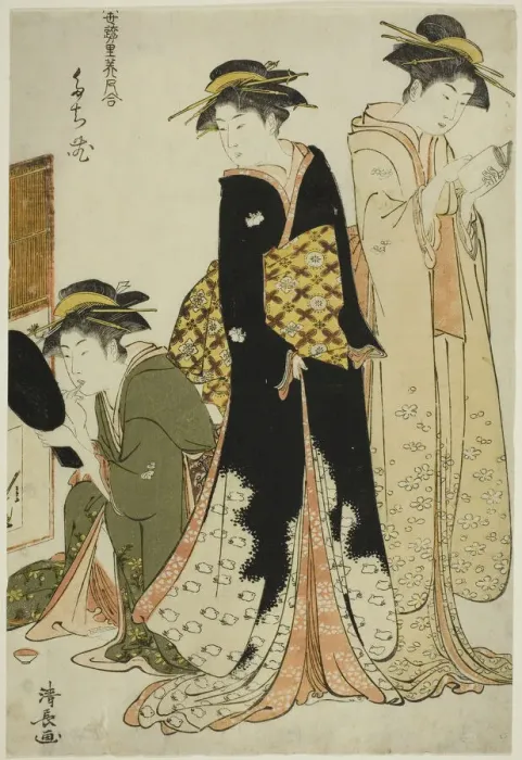 Framed Print : Entertainers of the Tachibana, from the series A Collection of Contemporary Beauties of... c.1784. Creator: Torii Kiyonaga Framed Print : Entertainers of the Tachibana, from the series A Collection of Contemporary Beauties of... c.1784. Creator: Torii Kiyonaga