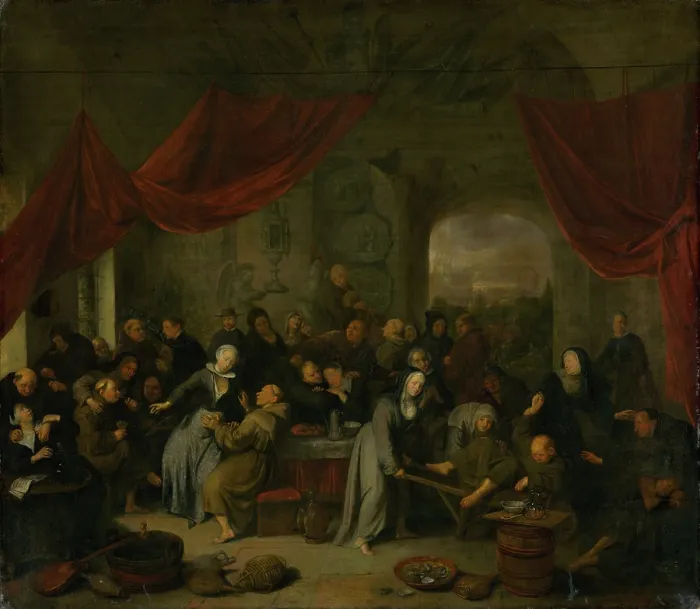 Framed Print : Entertainment of the monks, 1680-1700. Creator: Richard Brakenburgh Framed Print : Entertainment of the monks, 1680-1700. Creator: Richard Brakenburgh
