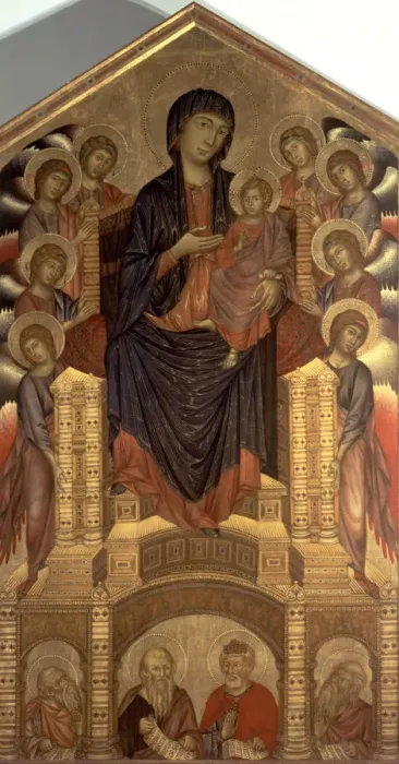 Framed Print : Enthroned Madonna, c. 1280 - 1285 (restored in 1997), work by Cimabue Framed Print : Enthroned Madonna, c. 1280 - 1285 (restored in 1997), work by Cimabue