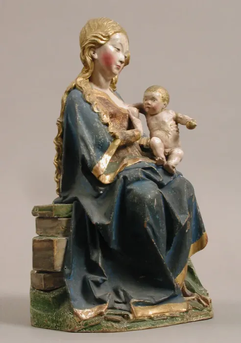 Framed Print : Enthroned Virgin with Nursing Child, German, Late 15th century. Creator: Unknown Framed Print : Enthroned Virgin with Nursing Child, German, Late 15th century. Creator: Unknown