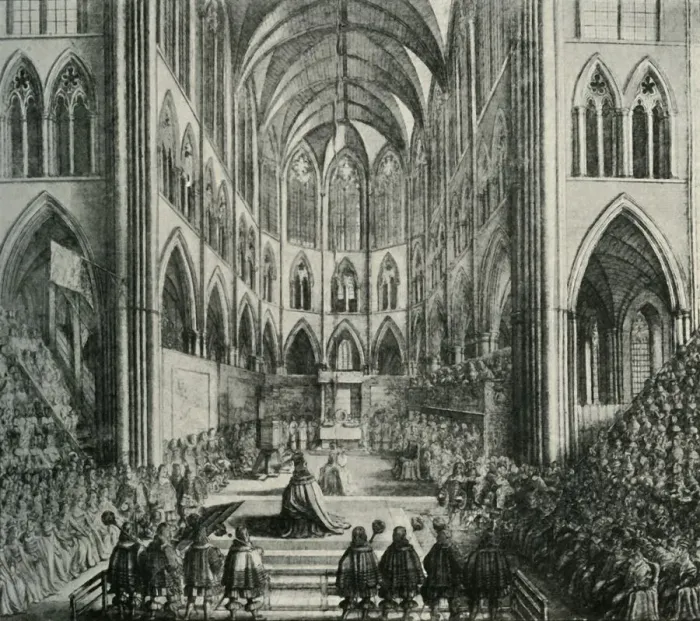 Framed Print : The Enthroning of King Charles II, 1902. Creator: Unknown Framed Print : The Enthroning of King Charles II, 1902. Creator: Unknown
