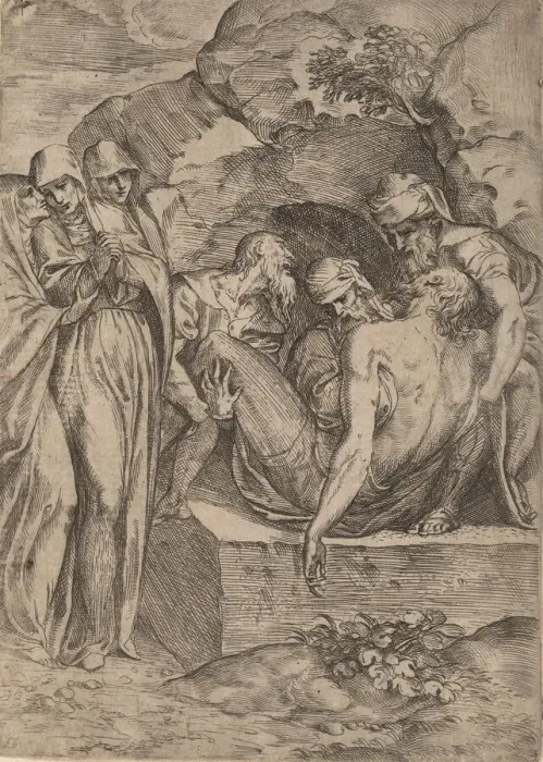 Framed Print : The Entombment, 1515-1573. Creator: Battista del Moro Framed Print : The Entombment, 1515-1573. Creator: Battista del Moro