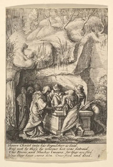 Framed Print : Entombment, 1625-77. Creator: Wenceslaus Hollar Framed Print : Entombment, 1625-77. Creator: Wenceslaus Hollar