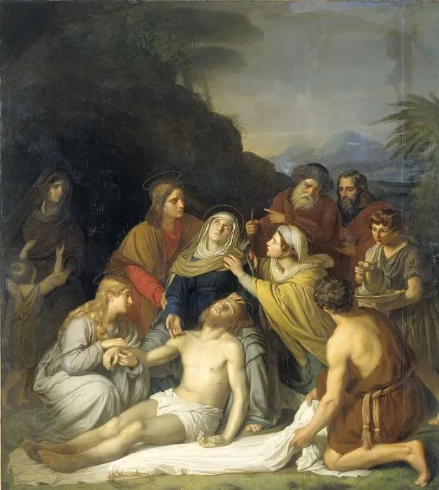 Framed Print : The Entombment, 1830. Creator: Cornelis Kruseman Framed Print : The Entombment, 1830. Creator: Cornelis Kruseman
