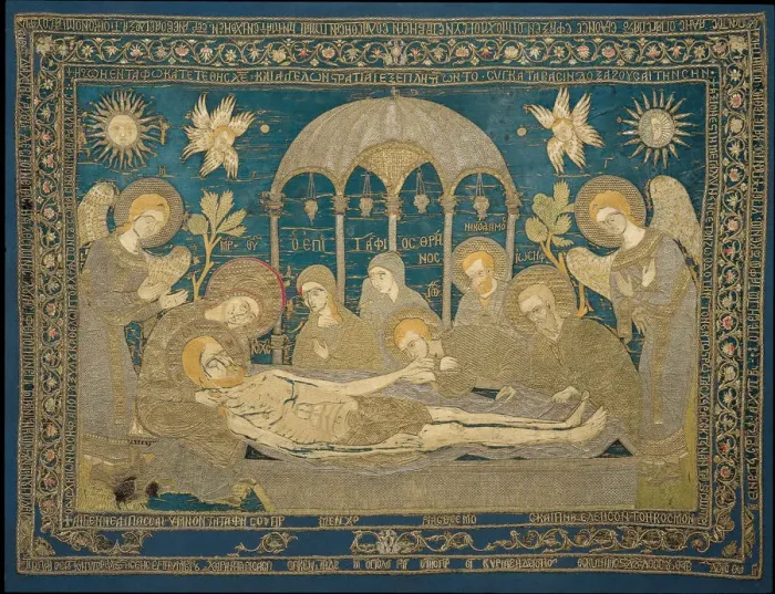 Framed Print : The Entombment (Altar embroidery), 1682. Artist: Anonymous Framed Print : The Entombment (Altar embroidery), 1682. Artist: Anonymous