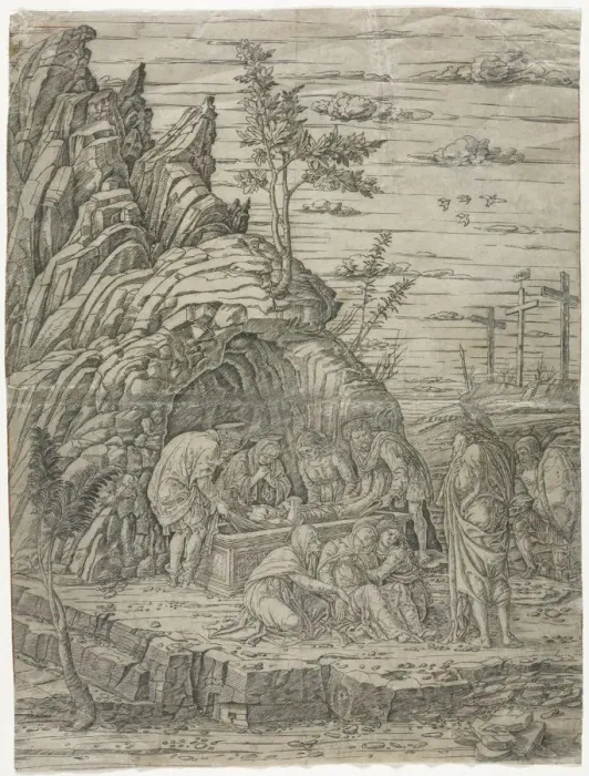 Framed Print : The Entombment with the Four Birds. Creator: Andrea Mantegna (Italian, 1431-1506), school of Framed Print : The Entombment with the Four Birds. Creator: Andrea Mantegna (Italian, 1431-1506), school of