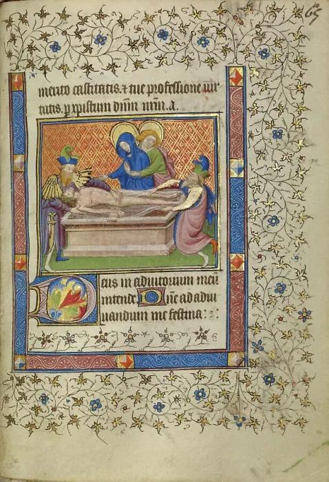 Framed Print : The Entombment; Book of Hours, about 1400-1410. Creator: Unknown Framed Print : The Entombment; Book of Hours, about 1400-1410. Creator: Unknown