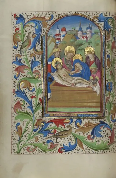 Framed Print : The Entombment; Book of Hours, about 1450-1455. Creator: Master of the Lee Hours Framed Print : The Entombment; Book of Hours, about 1450-1455. Creator: Master of the Lee Hours