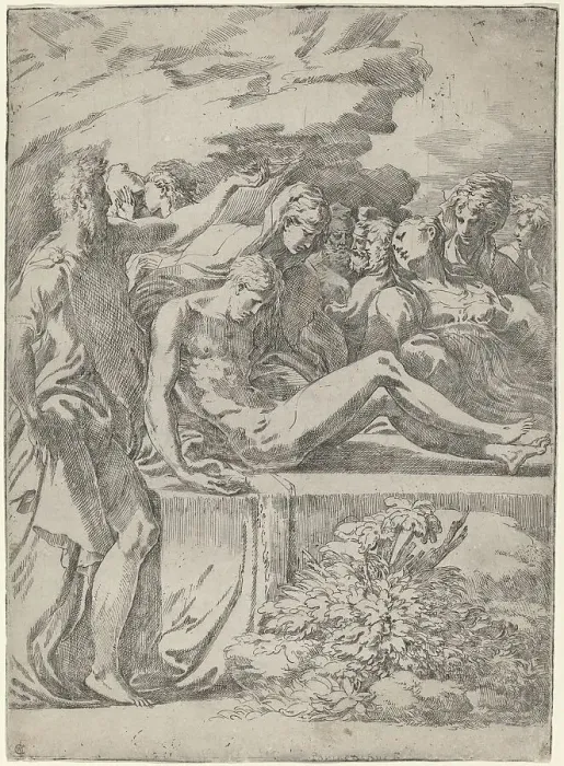 Framed Print : The Entombment, c. 1530. Creator: Parmigianino Framed Print : The Entombment, c. 1530. Creator: Parmigianino