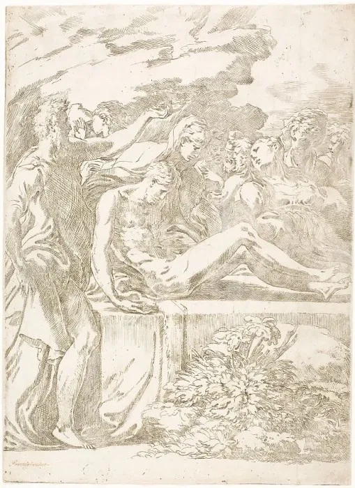 Framed Print : The Entombment, c.1525-35. Creator: Parmigianino Framed Print : The Entombment, c.1525-35. Creator: Parmigianino