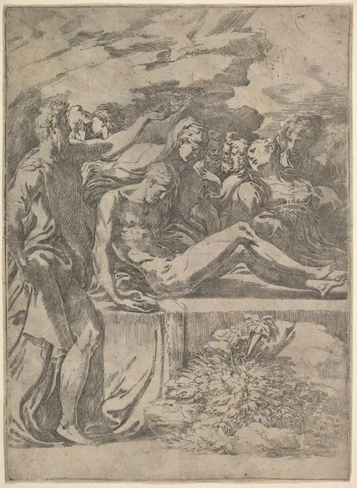 Framed Print : Entombment, ca. 1527-30. Creator: Parmigianino Framed Print : Entombment, ca. 1527-30. Creator: Parmigianino