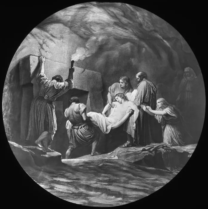 Framed Print : The entombment of Christ, 19th or 20th century. Artist: Newton & Co Framed Print : The entombment of Christ, 19th or 20th century. Artist: Newton & Co