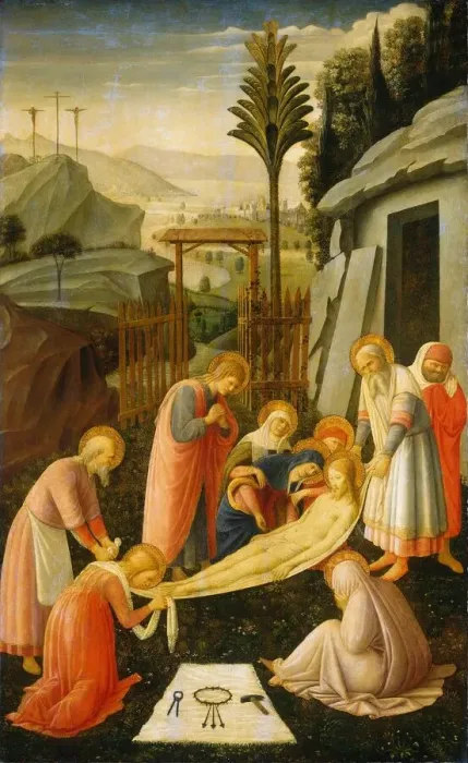 Framed Print : The Entombment of Christ, c. 1450. Creator: Fra Angelico Framed Print : The Entombment of Christ, c. 1450. Creator: Fra Angelico