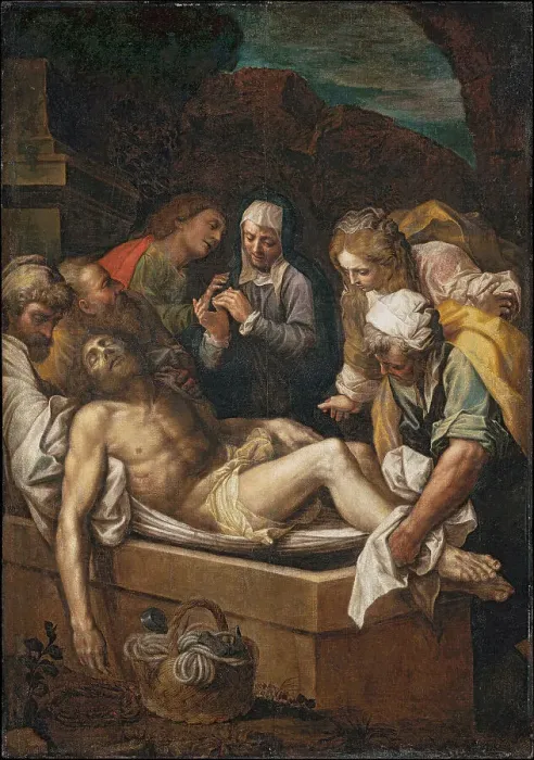 Framed Print : The Entombment of Christ, ca 1585-1590. Creator: Gambara, Lattanzio (c. 1530-1574) Framed Print : The Entombment of Christ, ca 1585-1590. Creator: Gambara, Lattanzio (c. 1530-1574)