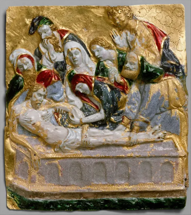 Framed Print : The Entombment of Christ, French, ca. 1390-1405. Creator: Unknown Framed Print : The Entombment of Christ, French, ca. 1390-1405. Creator: Unknown
