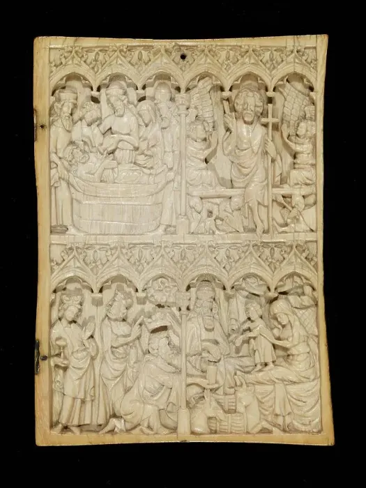 Framed Print : Entombment of Christ / Resurrection and Nativity, 1325-1375. Creator: Unknown Framed Print : Entombment of Christ / Resurrection and Nativity, 1325-1375. Creator: Unknown