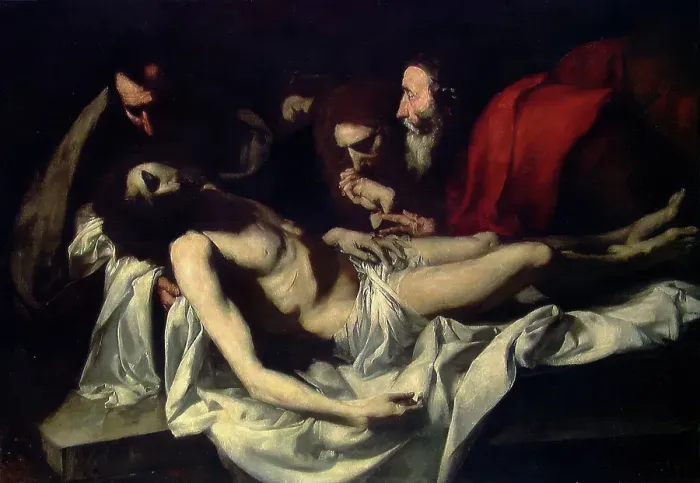 Framed Print : The Entombment. Copy after Ribera, 1879. Creator: Hans Heyerdahl Framed Print : The Entombment. Copy after Ribera, 1879. Creator: Hans Heyerdahl