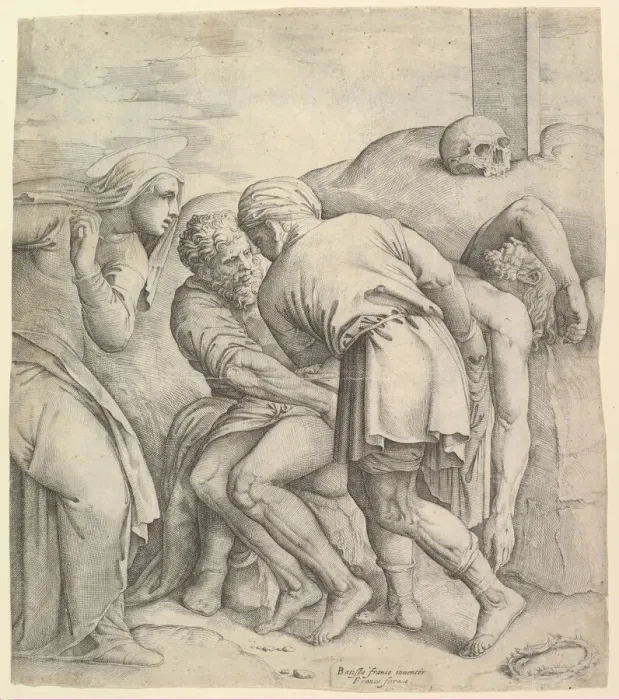 Framed Print : The Entombment. Creator: Battista Franco Veneziano Framed Print : The Entombment. Creator: Battista Franco Veneziano