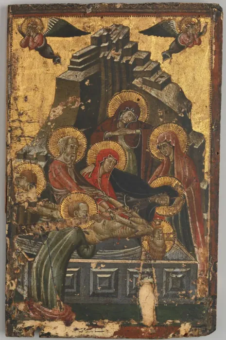 Framed Print : The Entombment, first half 14th century. Creator: Master of Forli Framed Print : The Entombment, first half 14th century. Creator: Master of Forli