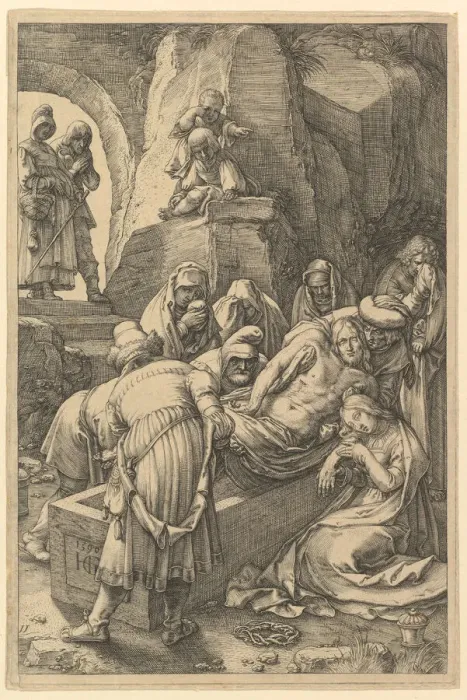 Framed Print : The Entombment, from The Passion of Christ, 1596. Creator: Hendrik Goltzius Framed Print : The Entombment, from The Passion of Christ, 1596. Creator: Hendrik Goltzius