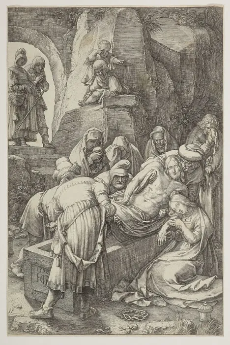 Framed Print : The Entombment, plate 11 from The Passion of Christ, 1596. Creator: Hendrik Goltzius Framed Print : The Entombment, plate 11 from The Passion of Christ, 1596. Creator: Hendrik Goltzius
