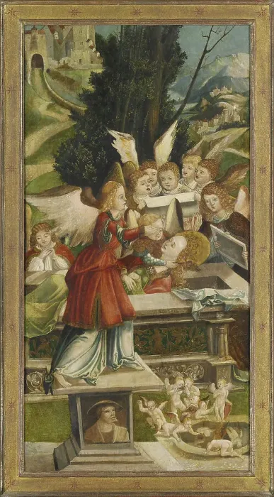 Framed Print : The Entombment. Wing from the Saint Agatha Altar, 1523. Artist: Greimold, Jorg (ca 1500-after 1540) Framed Print : The Entombment. Wing from the Saint Agatha Altar, 1523. Artist: Greimold, Jorg (ca 1500-after 1540)