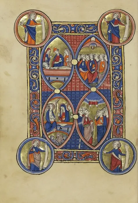 Framed Print : The Entombment: The Women at the Tomb: The Ascension: Pentecost, about 1250-1260. Creator: Unknown Framed Print : The Entombment: The Women at the Tomb: The Ascension: Pentecost, about 1250-1260. Creator: Unknown