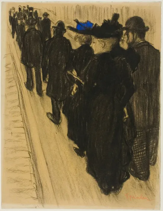 Framed Print : The Entourage, 1895. Creator: Theophile Alexandre Steinlen Framed Print : The Entourage, 1895. Creator: Theophile Alexandre Steinlen