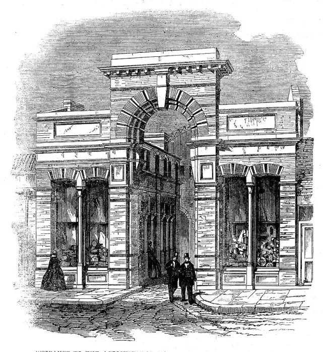 Framed Print : Entrance to the Agricultural Hall from High-street, Islington, 1862. Creator: Unknown Framed Print : Entrance to the Agricultural Hall from High-street, Islington, 1862. Creator: Unknown