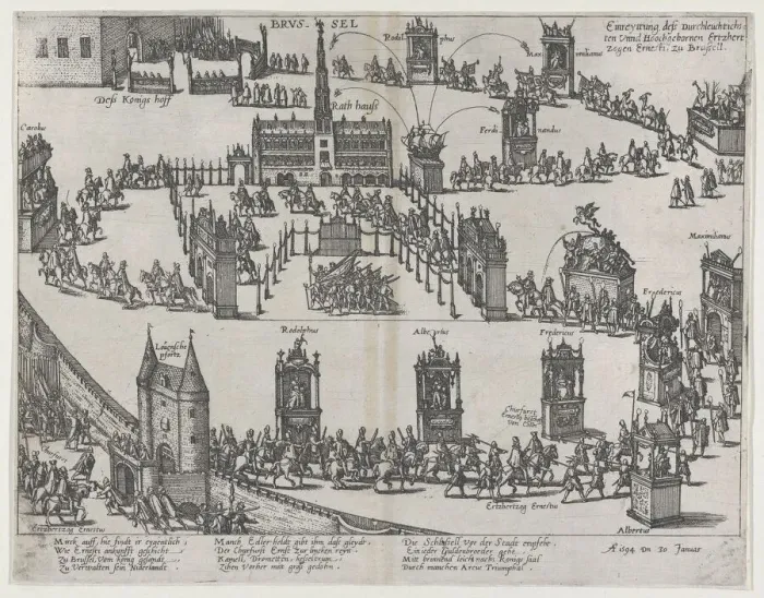 Framed Print : Entrance of the Archduke Ernest to Brussels, January 30, 1594, after 1594. after 1594. Creator: Anon Framed Print : Entrance of the Archduke Ernest to Brussels, January 30, 1594, after 1594. after 1594. Creator: Anon
