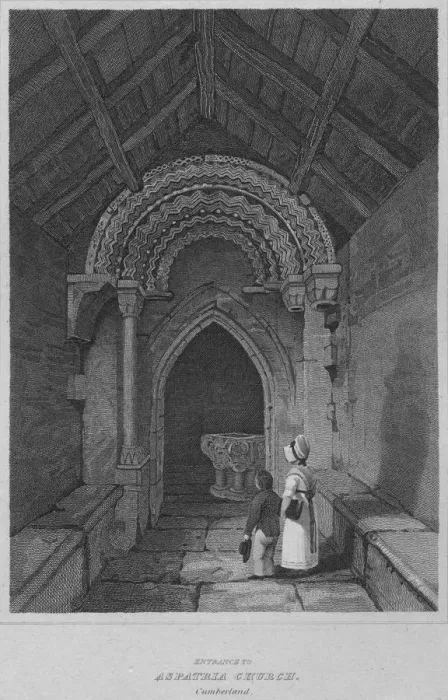 Framed Print : Entrance to Aspatria Church, Cumberland, 1814. Artist: John Greig Framed Print : Entrance to Aspatria Church, Cumberland, 1814. Artist: John Greig