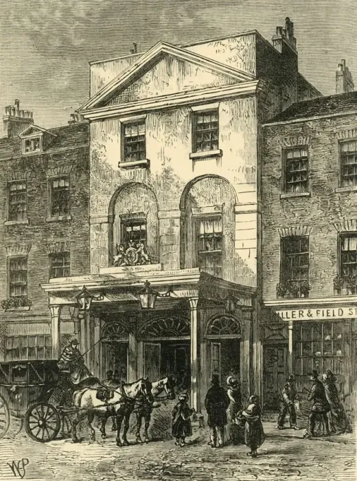 Framed Print : Entrance to Astleys Theatre in 1820, (c1878). Creator: Unknown Framed Print : Entrance to Astleys Theatre in 1820, (c1878). Creator: Unknown
